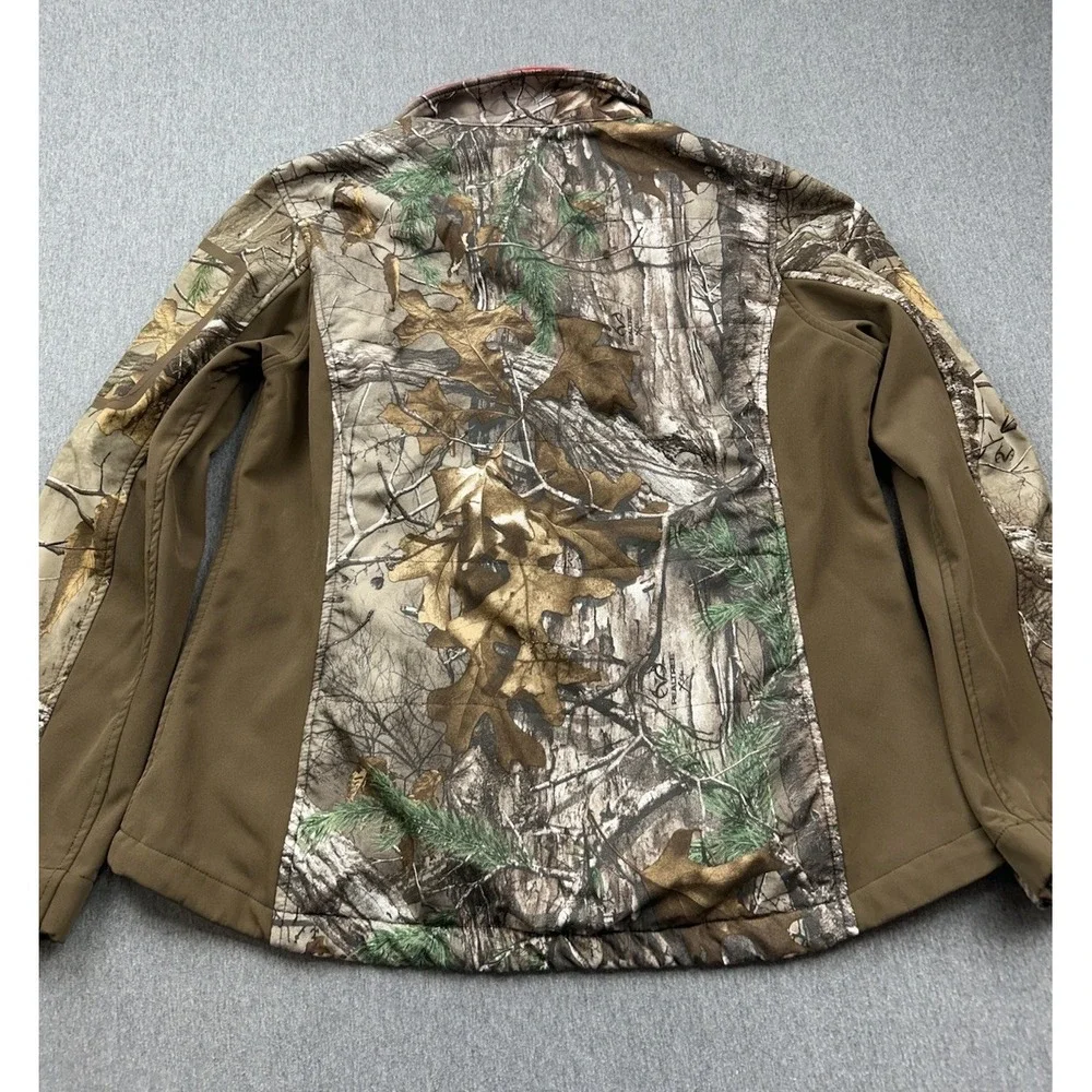 Realtree Xtra Hunting Jacket Mens XL Camo Red Brown Soft Shell Full Zip Coat‎